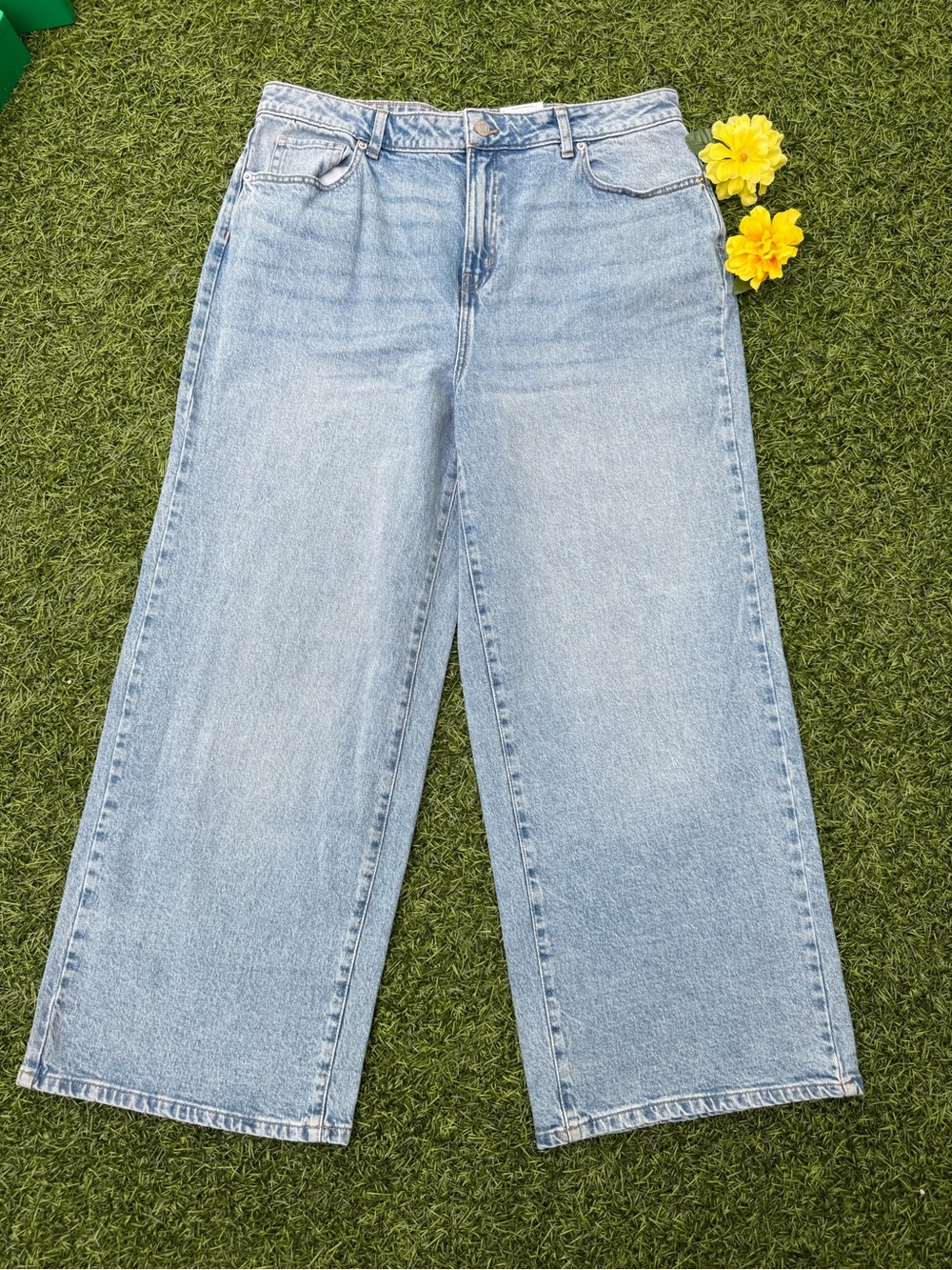 🩵High Rise Wide Leg Jeans Medium Wash Trendy Denim 18 Time & Tru 💎